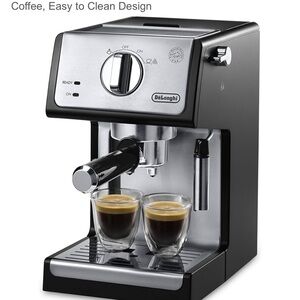 DeLonghi Silver and Black Espresso Maker